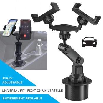 eLink Rotatable dual car cup phone holder