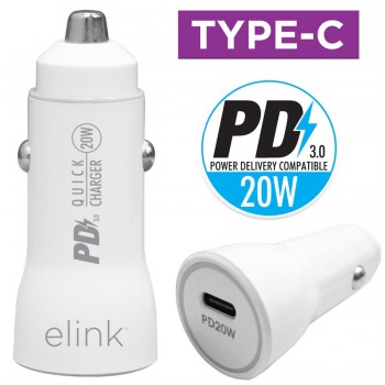eLink USB-C Power Delivery Fast Car charger, 20W