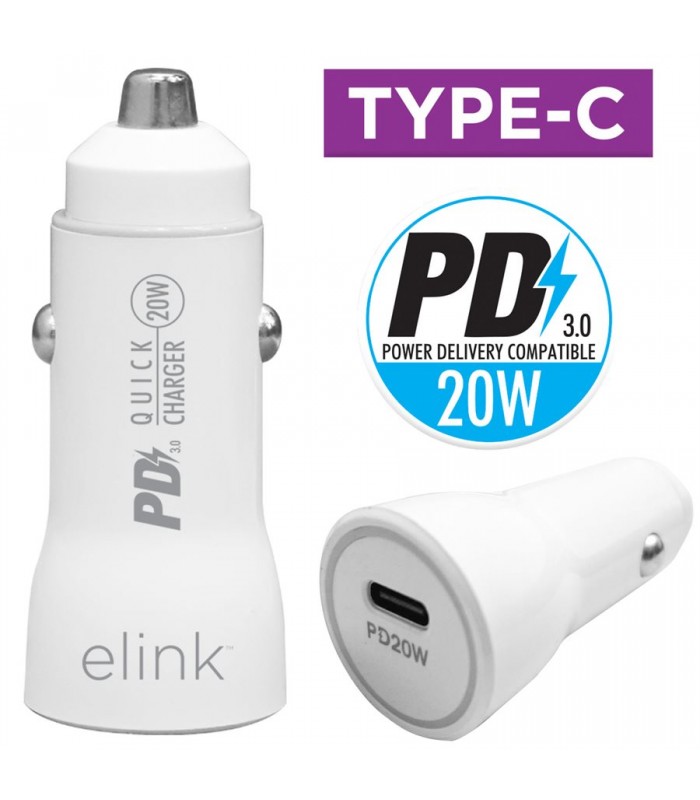 eLink USB-C Power Delivery Fast Car charger, 20W