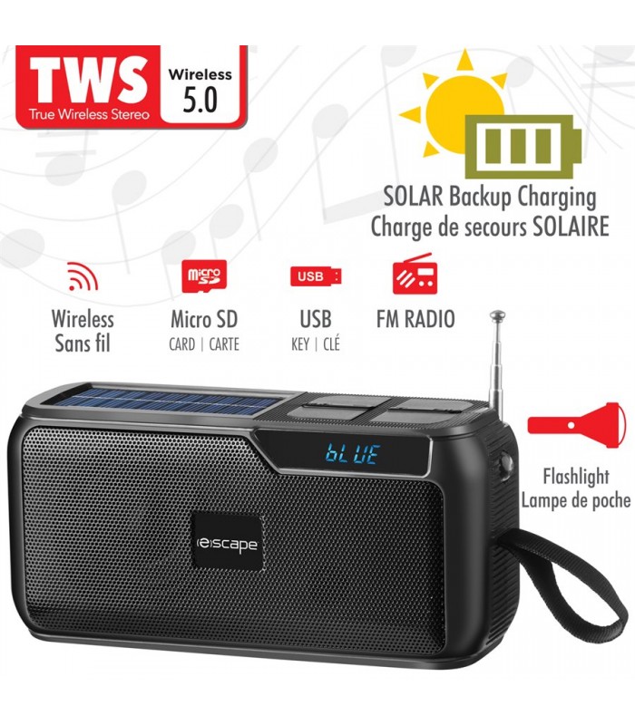 Escape Solar Powered TWS wireless speaker with FM Radio and light