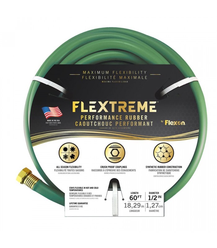 Flexon Tuyau d'arrosage Flextreme Caoutchouc Synthétique 1/2 po x 60 pi Vert