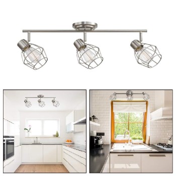 Globe 3-Light Rail with Adjustable Vintage Cage - Brushed Nickel