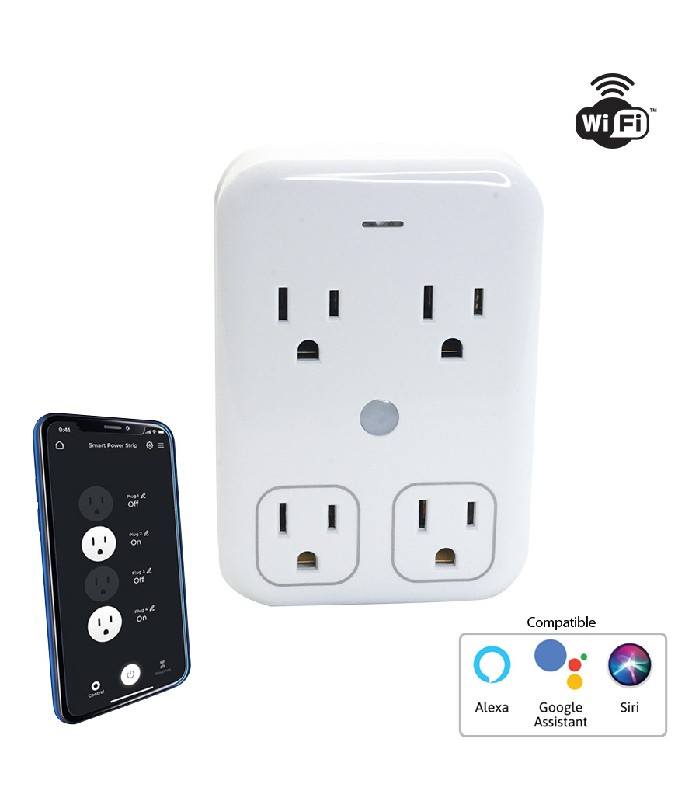 Globe 4-Outlet Wi-Fi Smart Plug with Surge Protection - 125 V - 15 A