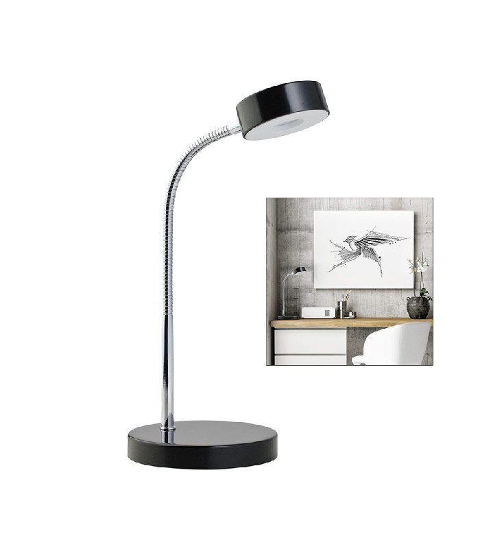 Globe Gooseneck LED Desk Lamp - 40 cm - 12.8 W - 125 V - Black