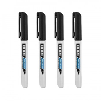 Hart Marqueur permanent à pointe fine - Noir - Paquet de 4