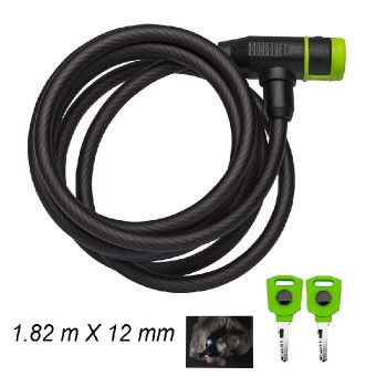 Cadenas antivol robuste pour vélo avec 2 clés - 12 mm x 1.82 m