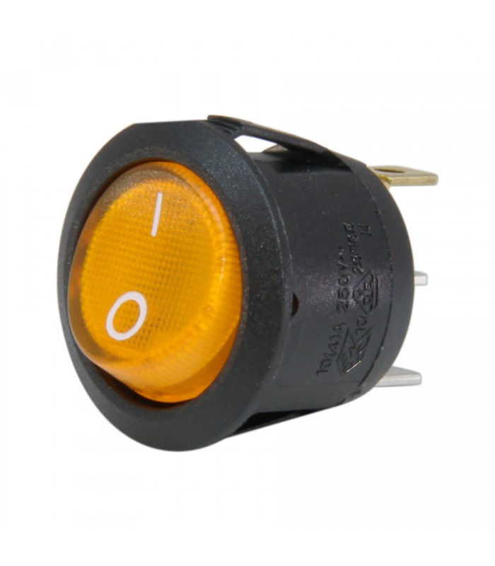 Illuminated Rocker Switch ON/OFF - SPDT - 3 Pins - 125V - 16A - Amber