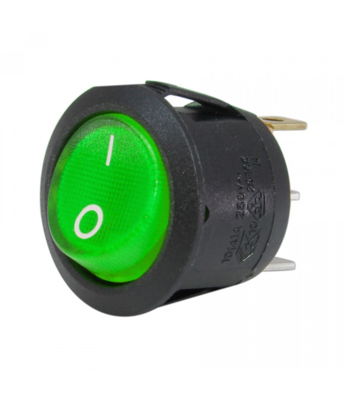 Illuminated Rocker Switch ON/OFF - SPDT - 3 Pins - 125V - 16A - Green