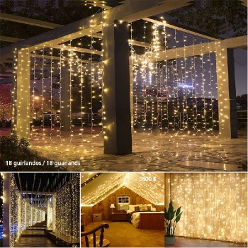 LED Curtain lights - 18 garlands - 306 LEDs - 3000 K - IP44 - 3.3 m