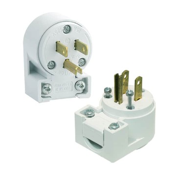 Leviton Fiche équerre NEMA 5-15P polarisée - 3 fils - 125 V - 15 A - Blanc