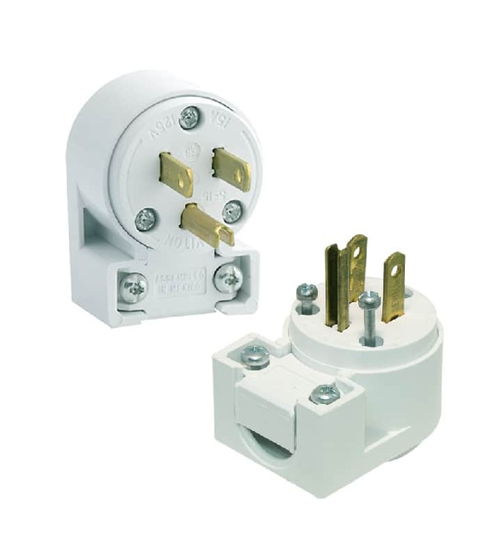 Leviton NEMA 5-15P Angled Plug Polarized - 3 Wires - 125 V - 15 A - White