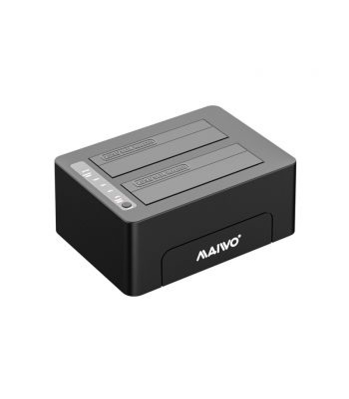 Maiwo K3082 Station d'accueil et duplicateur USB3.0 2x Bay pour HDD/SSD 2,5 pouces et 3,5 pouces