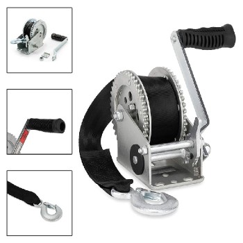 Manual Winch with Strap for Trailer - Capacity of 1200 lbs