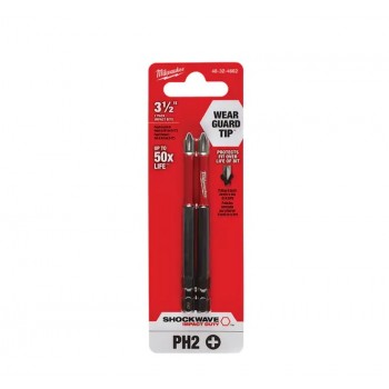 Milwaukee Shockwave Impact Duty Screwdriver Bit, Phillips, #2 Tip, 1/4 in Drive Size, 3-1/2 in Length