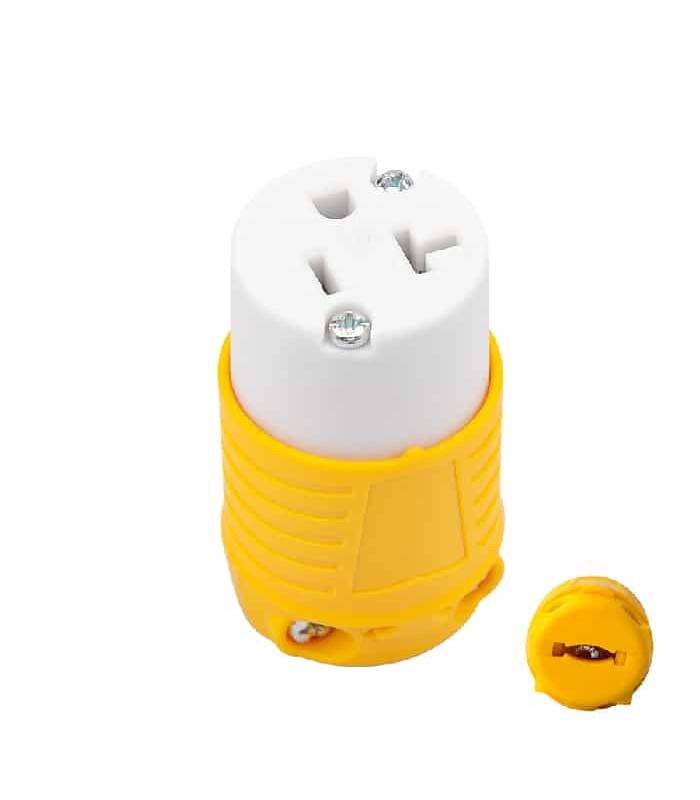 NHD Industrial Grade NEMA 5-20R Female Plug - 125 V - 15/20 A - Yellow