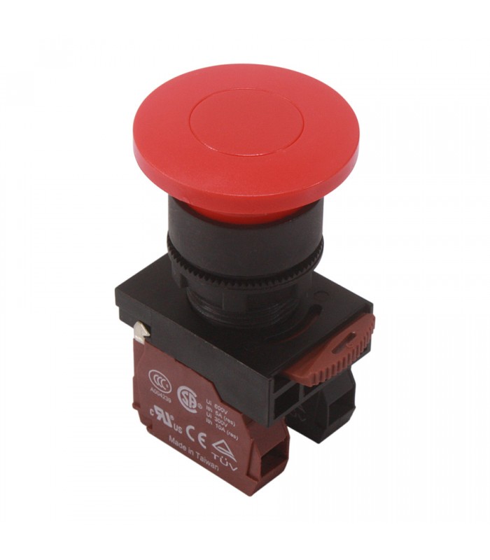 NHD  Momentary Push Button Switch - Mushroom Head - N.O./N.F. - Red