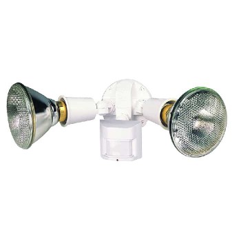 Lumière de sécurité halogène à détecteur de mouvement pour extérieur - Double tête - 300 W - Blanc