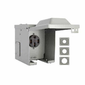 PureVolt NEMA 14-50R Waterproof Steel Power Outlet Box - 125V/250 V - 50 A