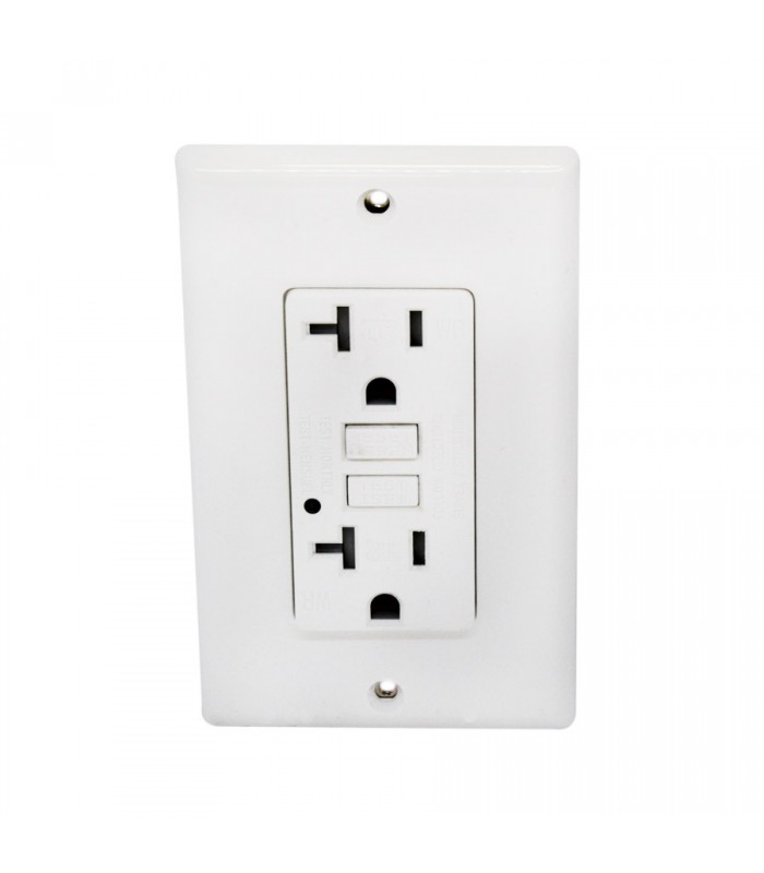 PureVolt Tamper Resistant Double GFCI Receptacle with Mounting Plate - Indoor/Outdoor - 125 V - 15/20 A - White