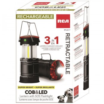 RCA Rechargeable SOS COB lantern with flashlight