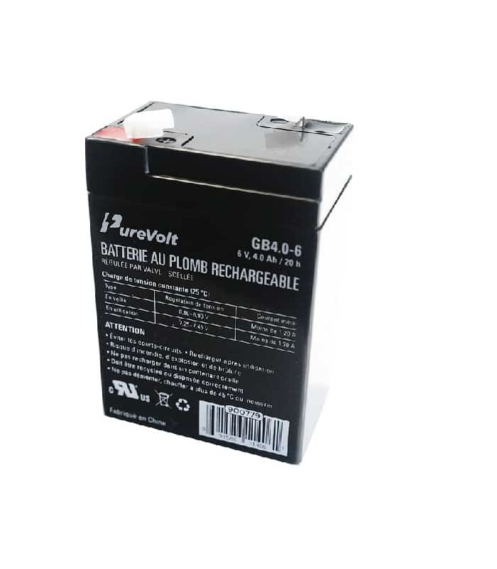 Batterie rechargeable au plomb-acide scellée - 6 V - 4 Ah