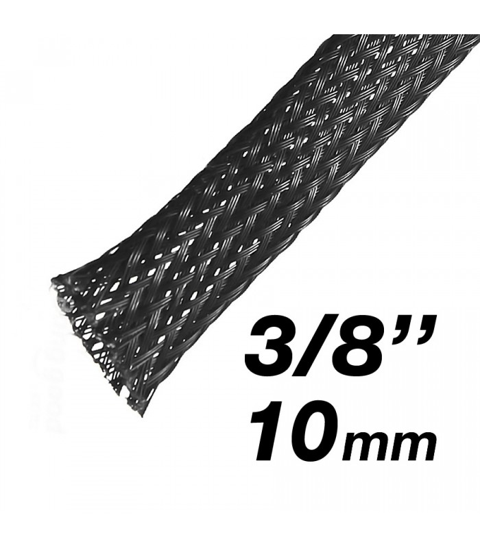 RedLink PET Expendable Braided Sleeving - 10 mm (3/8 in) Diameter - 10 m - Black