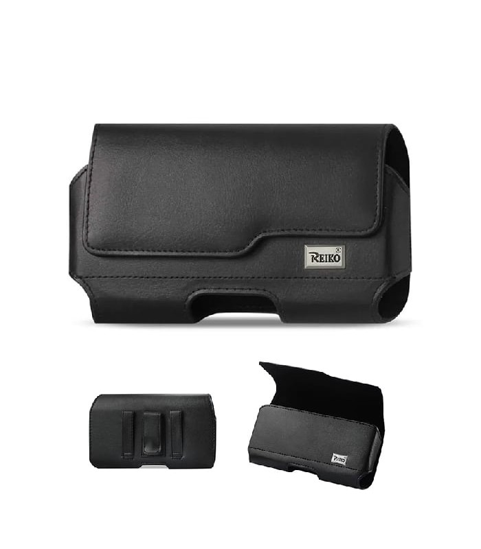 Reiko Horizontal Pouch with Magnetic Closure for Mobile Phone - 16.26 cm x 8.89 cm x 1.78 cm - Black