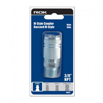 ROK Coupleur Ind. M-Style 3/8 po. Npt Mâle