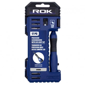 ROK Jeu de tournevis de précision avec lumière LED - 17 pièces