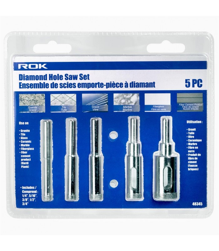 ROK Ensemble de 5 Scies emporte-pièce à diamant