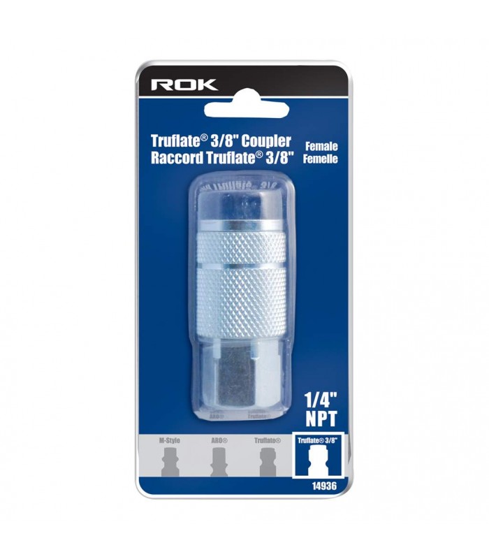 ROK Truflate 3/8 in. coupler Female 1/4 in. NPT