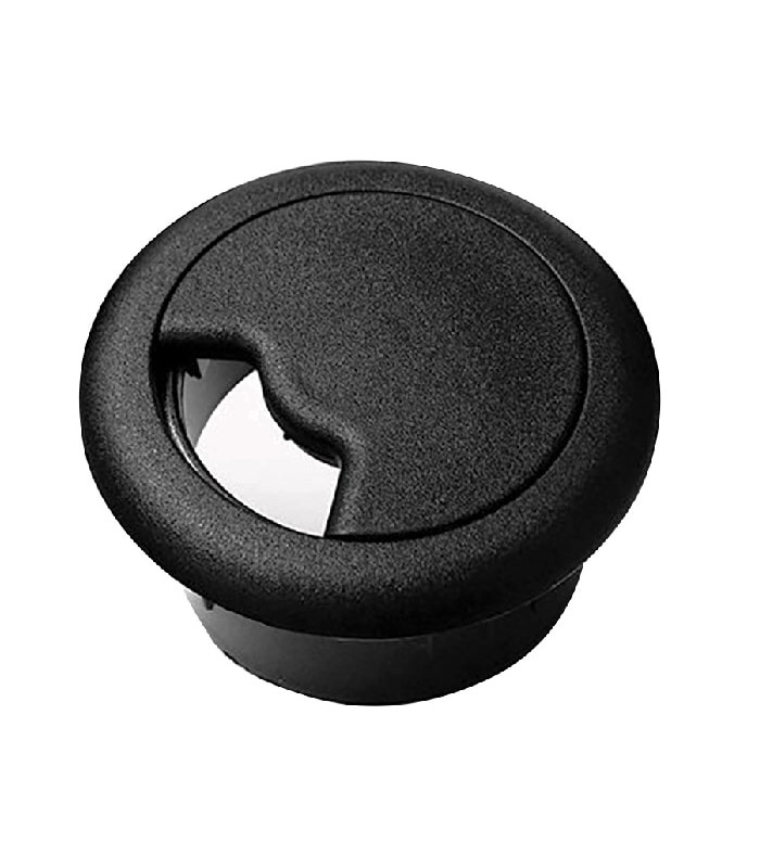 Passe-fil rond en plastique pour bureau - 2 po (50 mm) - Noir