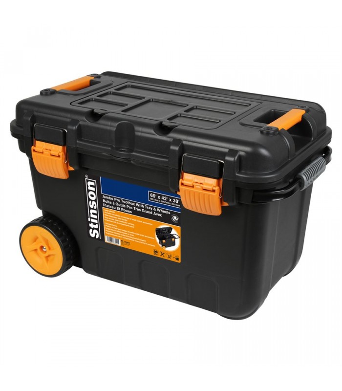 Stinson Jumbo Pro Boîte à outils avec plateau et roues 25,5 x 16,5 x 15 po