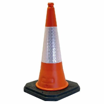 Cône de signalisation à base noire - 75 cm