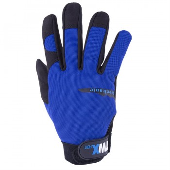 TWXpert Mechanic Gloves Blue/Black With Synthetic Leather Palm Black - Pair - X-Large
