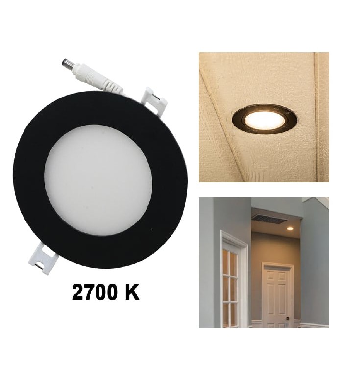 Lumière DEL ultra mince encastrée orientable graduelle avec pilote DEL - Noir - 4 po. - 120 V - 10 W - 2700 K