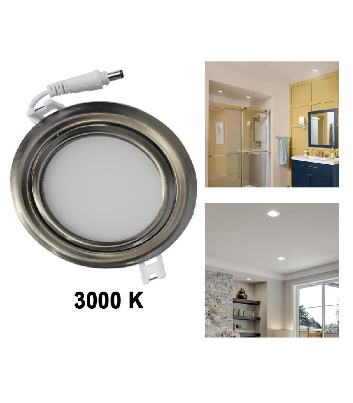 Lumière DEL ultra mince encastrée orientable graduelle avec pilote DEL - Nickel - 4 po. - 120 V - 10 W - 3000 K