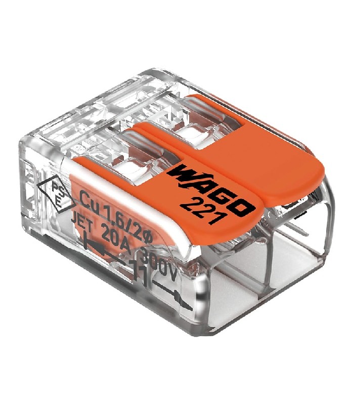 WAGO Connecteur d'épissure à leviers - 2C/24-12 AWG - 600 V - 20 A - Orange - Boîte de 100