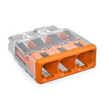 WAGO Push-in Splicing Connector - 3C/20-12 AWG - 600 V - 20 A - Orange - 100-Pack