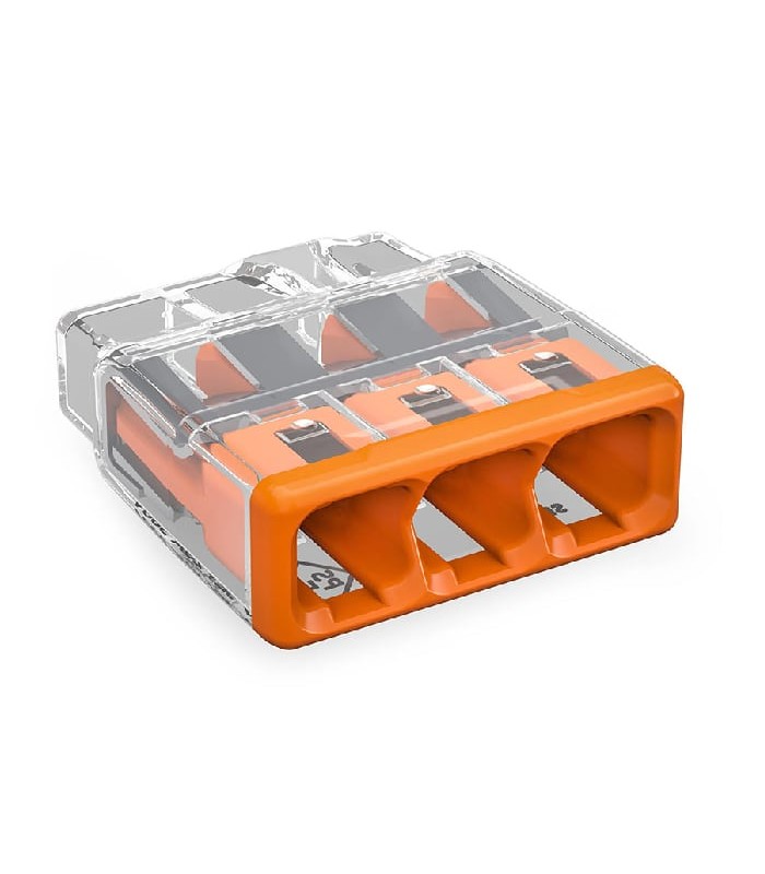 WAGO Push-in Splicing Connector - 3C/20-12 AWG - 600 V - 20 A - Orange - 100-Pack