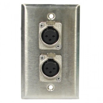 Plaque murale avec 2 prises XLR femelle à 3 pins - Acier inoxydable