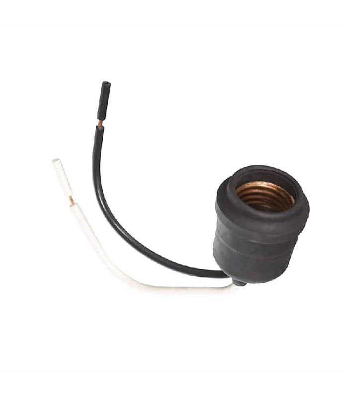 Weatherproof Bulb Socket with Cables - 250 V - 660 W - Black