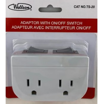 Wellson adaptateur avec interrupteur on/off double prises