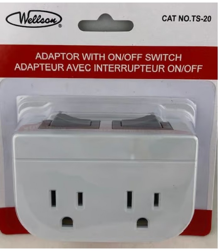 Wellson 2 Outlets adaptor with on/off switch