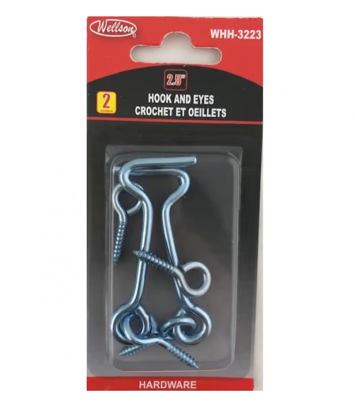 Wellson Gate Hooks & Eyes 2.5 in. - Pack of 2