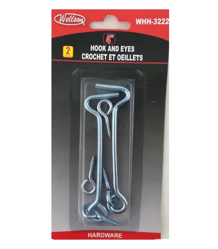 Wellson Gate Hooks & Eyes 4 in. - Pack of 2