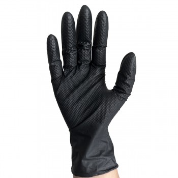 TWXpert Gants en nitrile 8 mil noirs (XL) Diamond Grip sans latex jetables - 50 par boîte