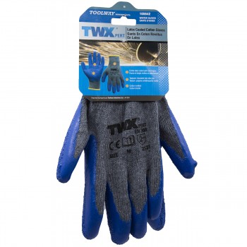 TWXpert Gant En Coton Tricoté Gris Avec Paume Latex Texturé Bleu (M)