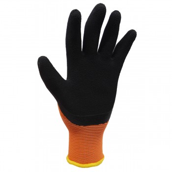 TWXpert Pair Knitted Polyester Glove Orange With Latex Foam Black Palm (M)