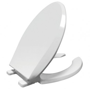 ToWo Siège de toilette allongé avec couvercle blanc